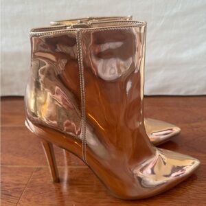 Charles David Shiny Metallic Gold Heeled Boots